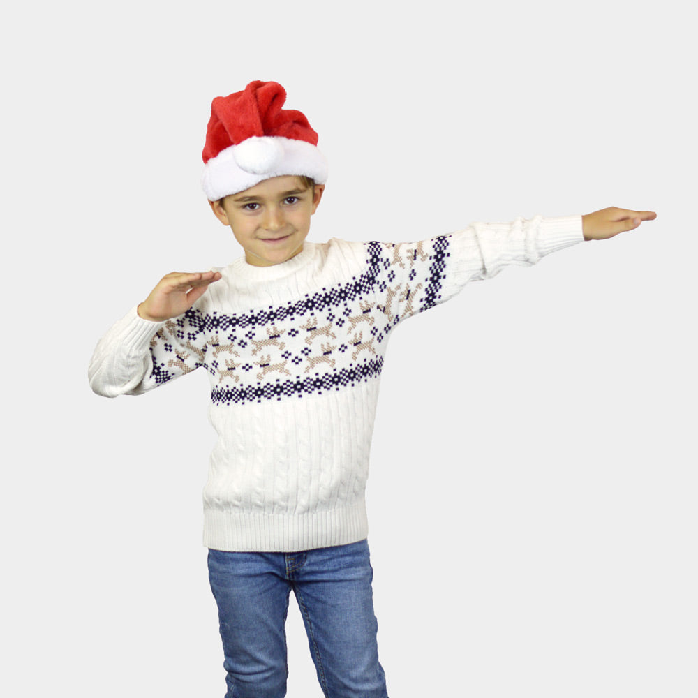 Biały Rodzinny Sweter Świąteczny Elegancki Alaska dla dzieci
