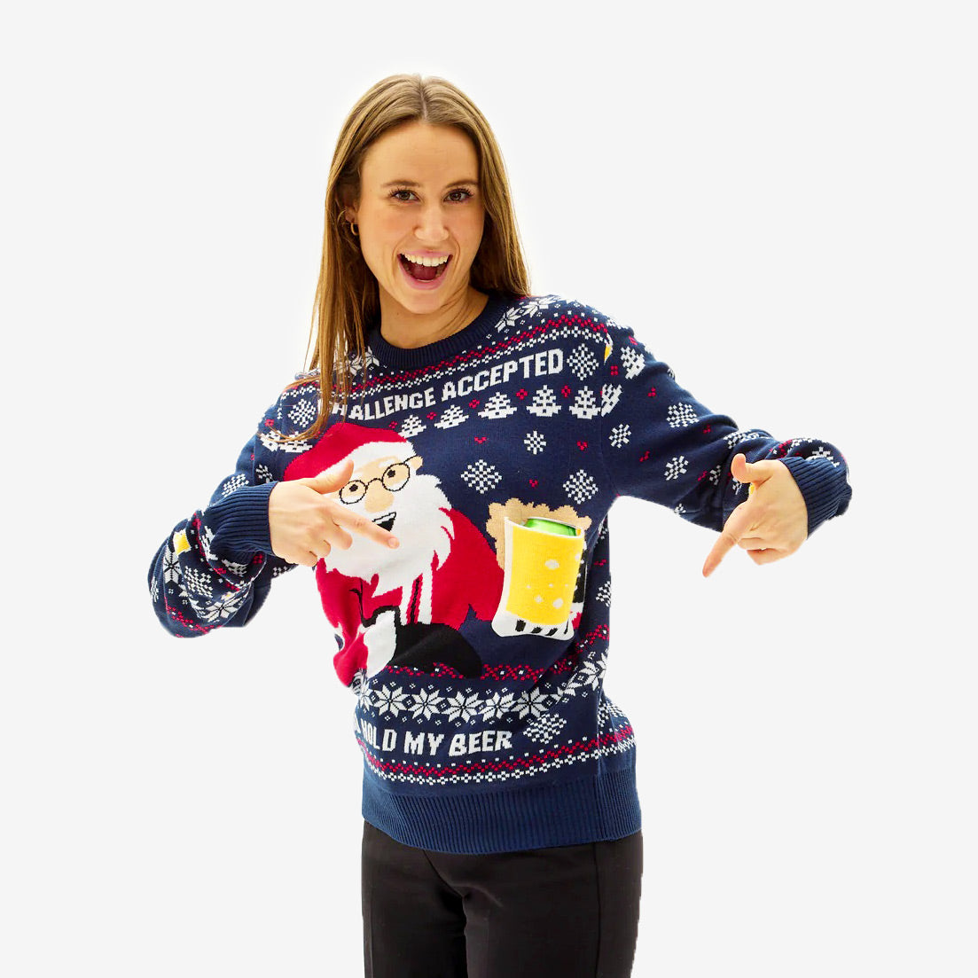 kobiet Sweter Świąteczny Beer Pocket 3D