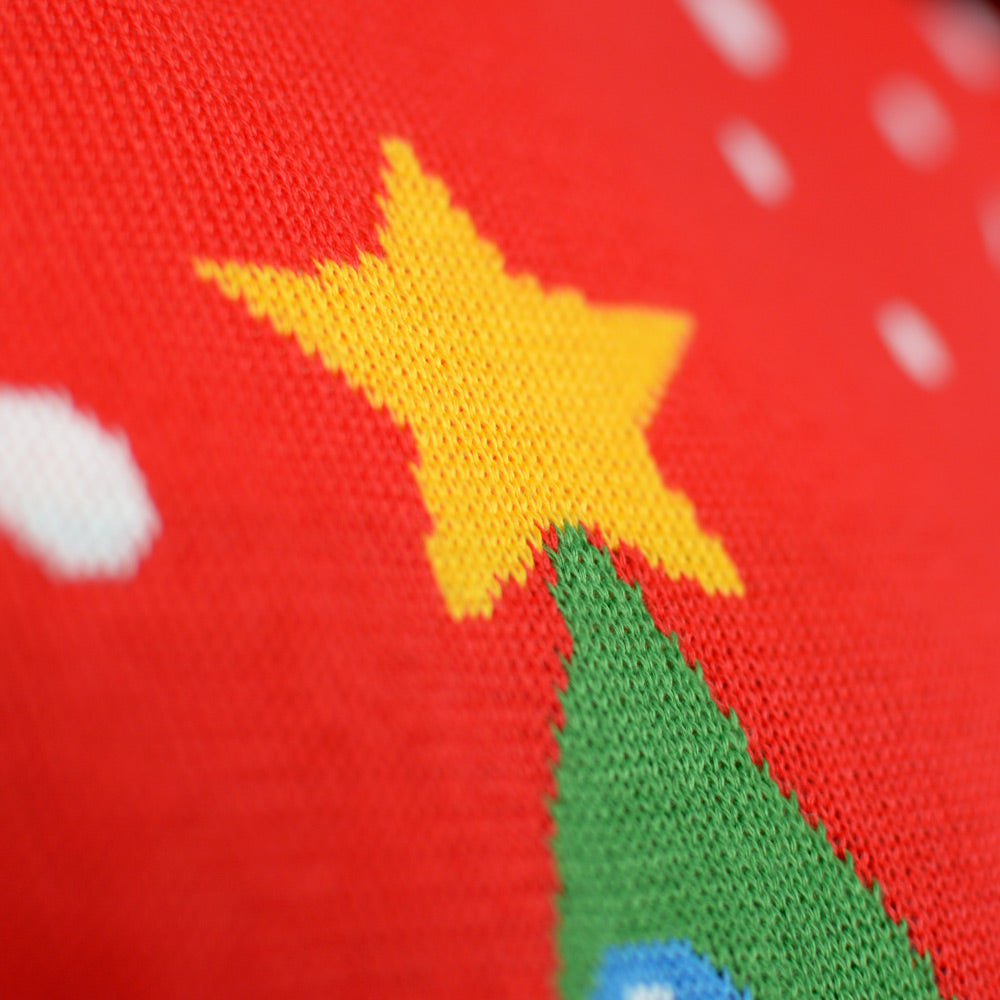 Czerwony Sweter Świąteczny dla Dzieci z Choinką z powroten