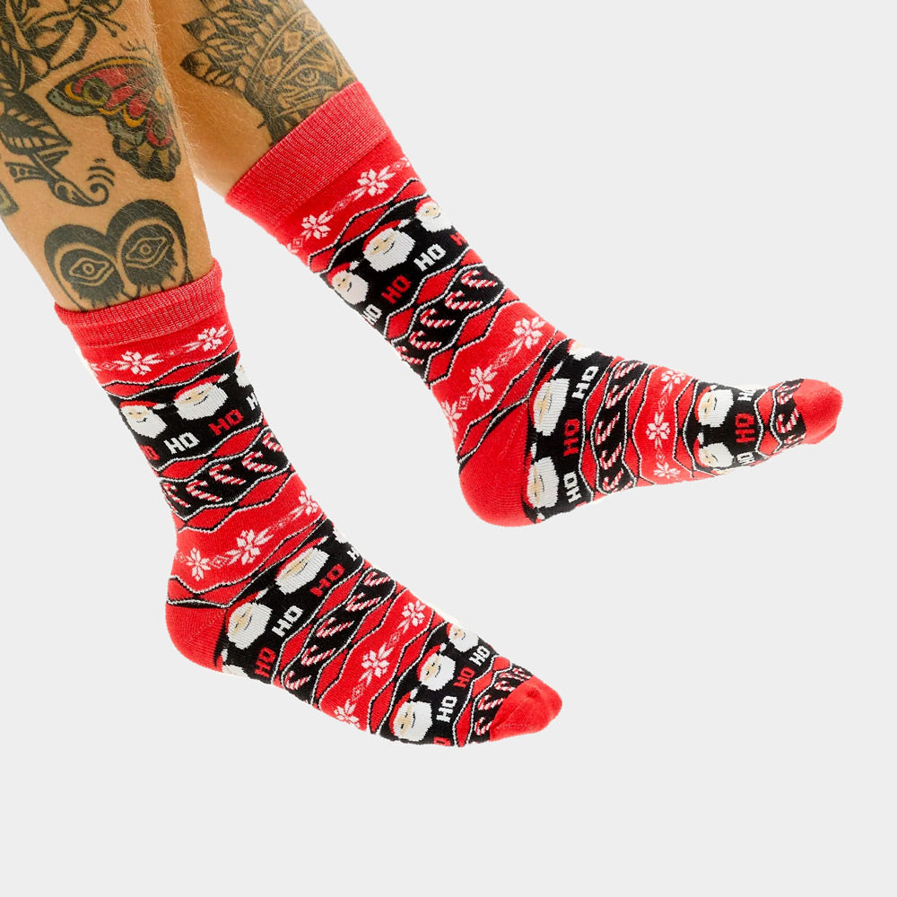 Czerwone Skarpetki Świąteczne Unisex ze Świętym Mikołajem Ho Ho Ho kobiet