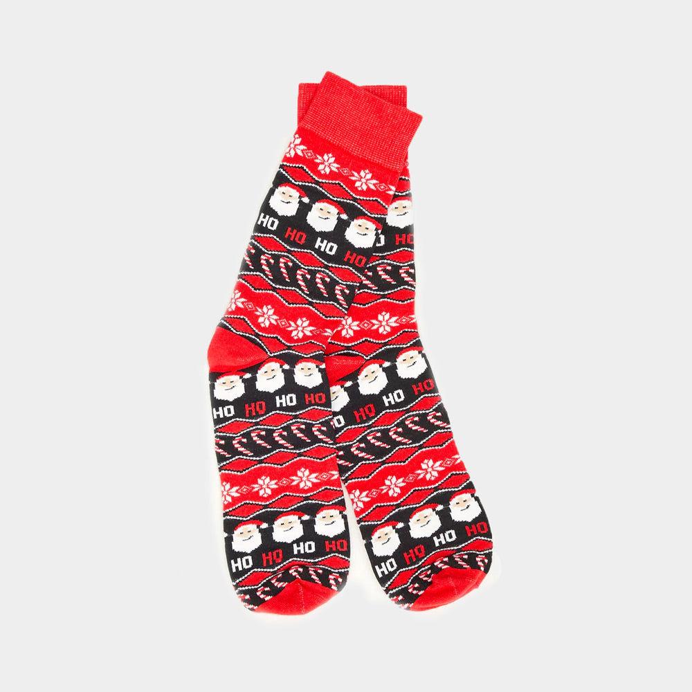 Czerwone Skarpetki Świąteczne Unisex ze Świętym Mikołajem Ho Ho Ho