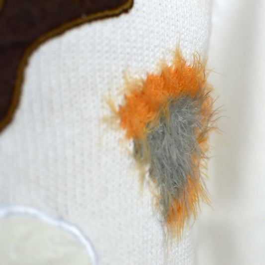 Biały Sweter Świąteczny Męskie z Reniferem Owłosione 3D