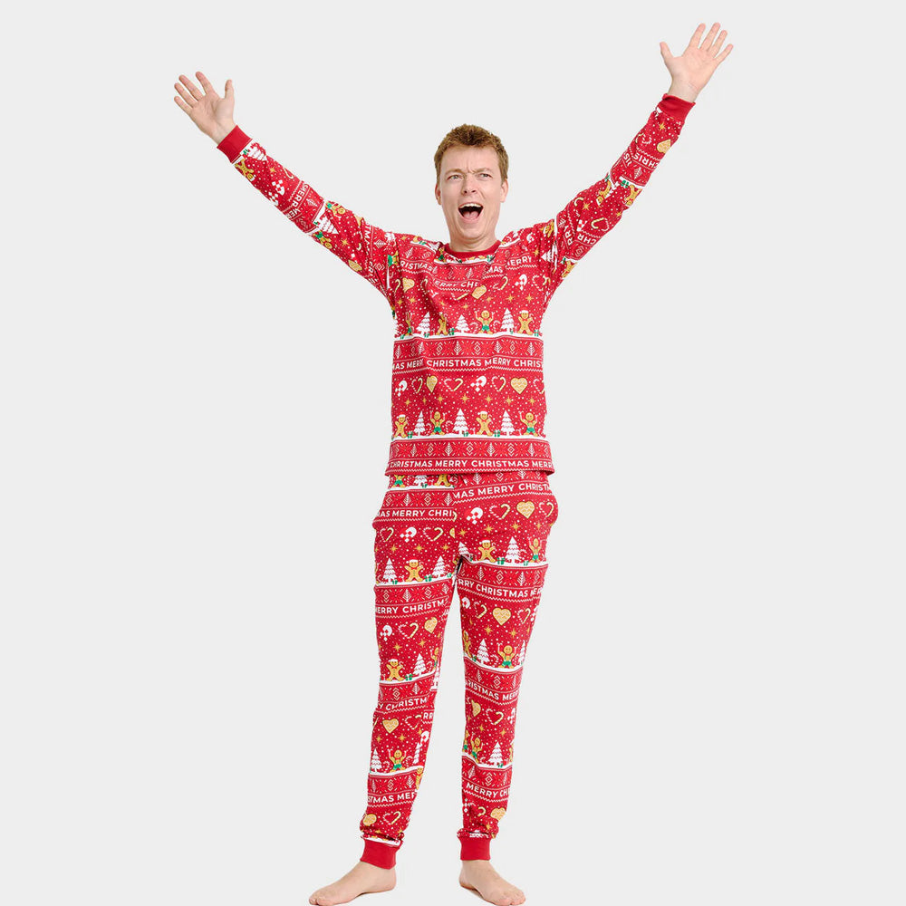 Czerwone Piżama Świąteczna dla rodzinny z Gingercookies Meskie