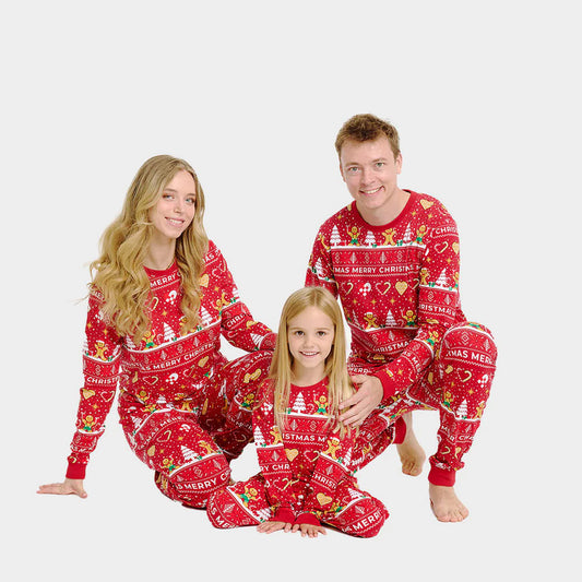 Czerwone Piżama Świąteczna dla rodzinny z Gingercookies