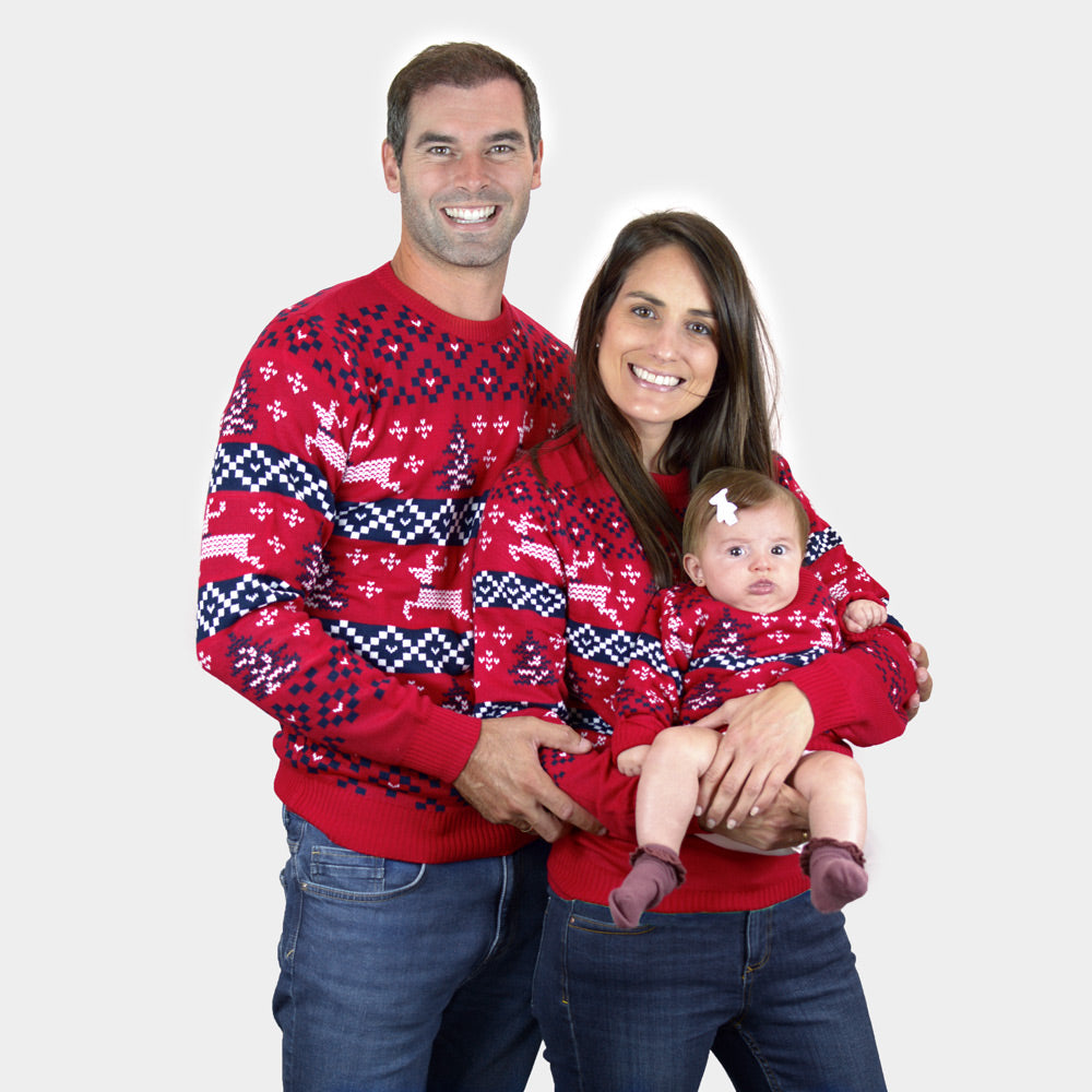 Czerwony Rodzinny Sweter Świąteczny Canada