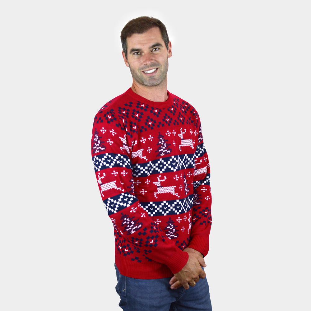 Czerwony Sweter Świąteczny Canada mężczyzna