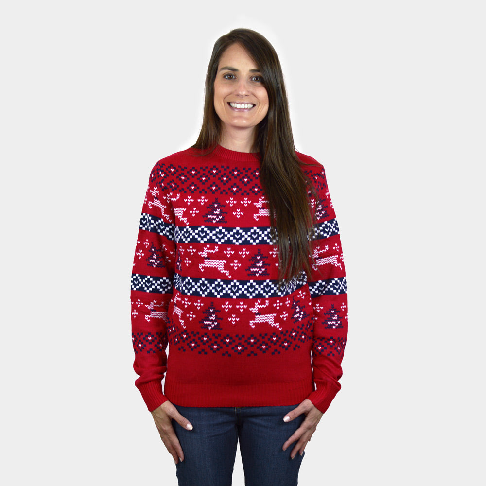 Czerwony Sweter Świąteczny Canada kobiet
