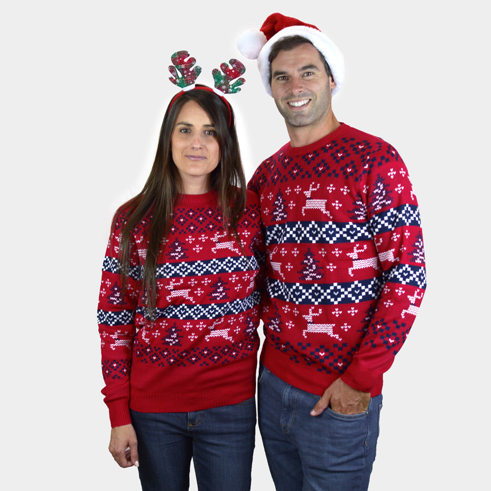 Czerwony Sweter Świąteczny Canada pary
