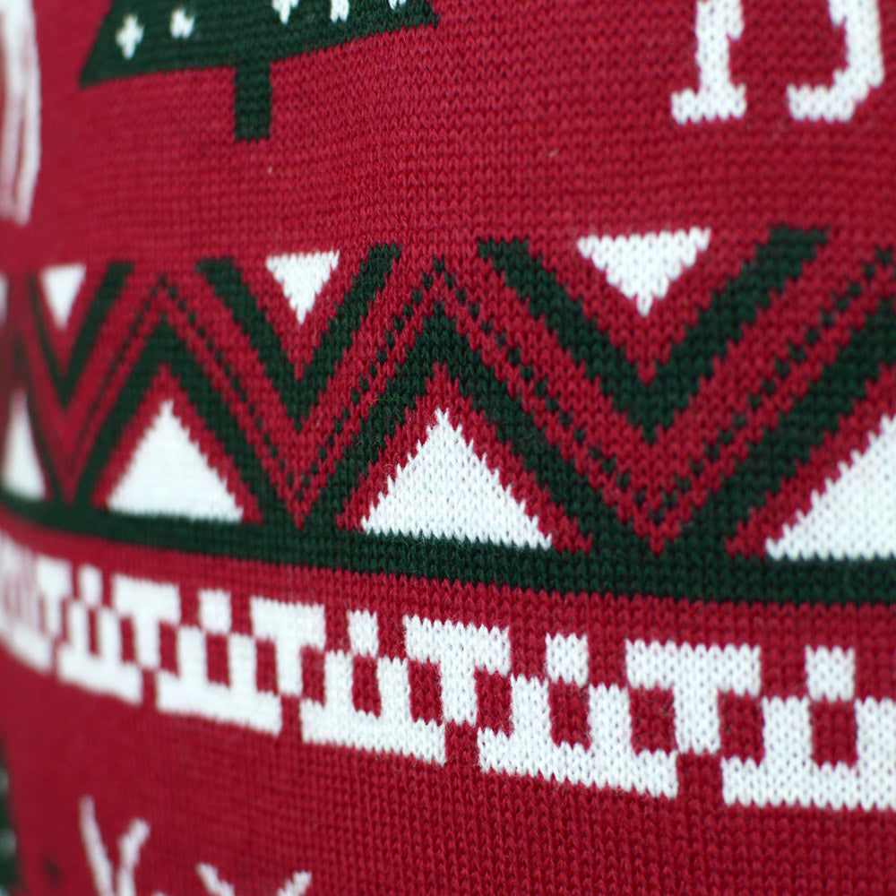 Czerwony Sweter Świąteczny Męskie z Choinkami i Reniferami