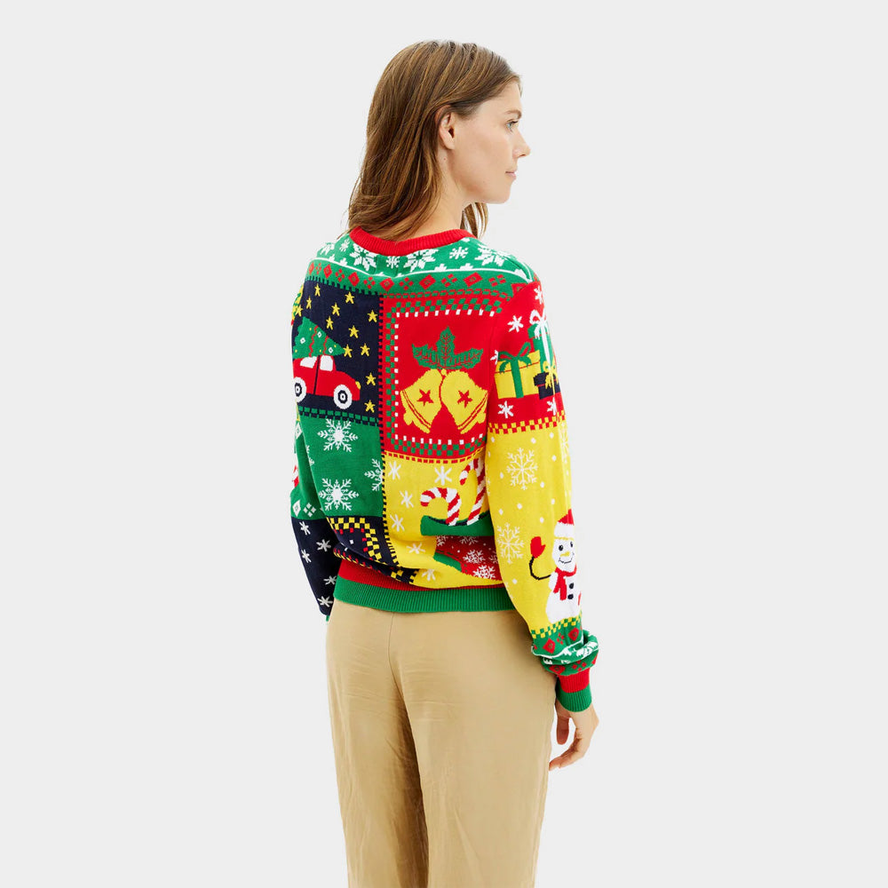 Damskie Sweter Świąteczny Bawełna Organiczna Patchwork