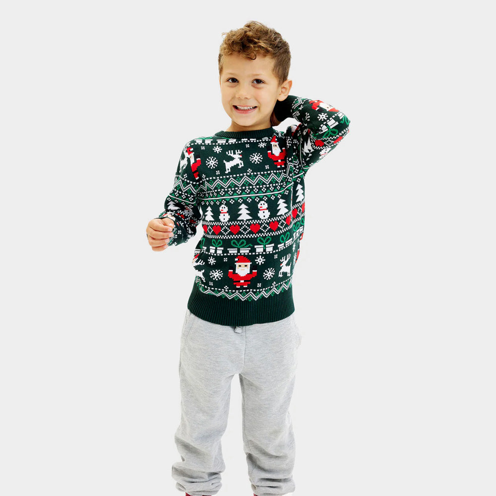 Zielony Sweter Świąteczny Dzieci Bawełna Organiczna Jolly Christmas