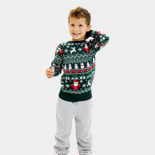 Zielony Sweter Świąteczny Dzieci Bawełna Organiczna Jolly Christmas