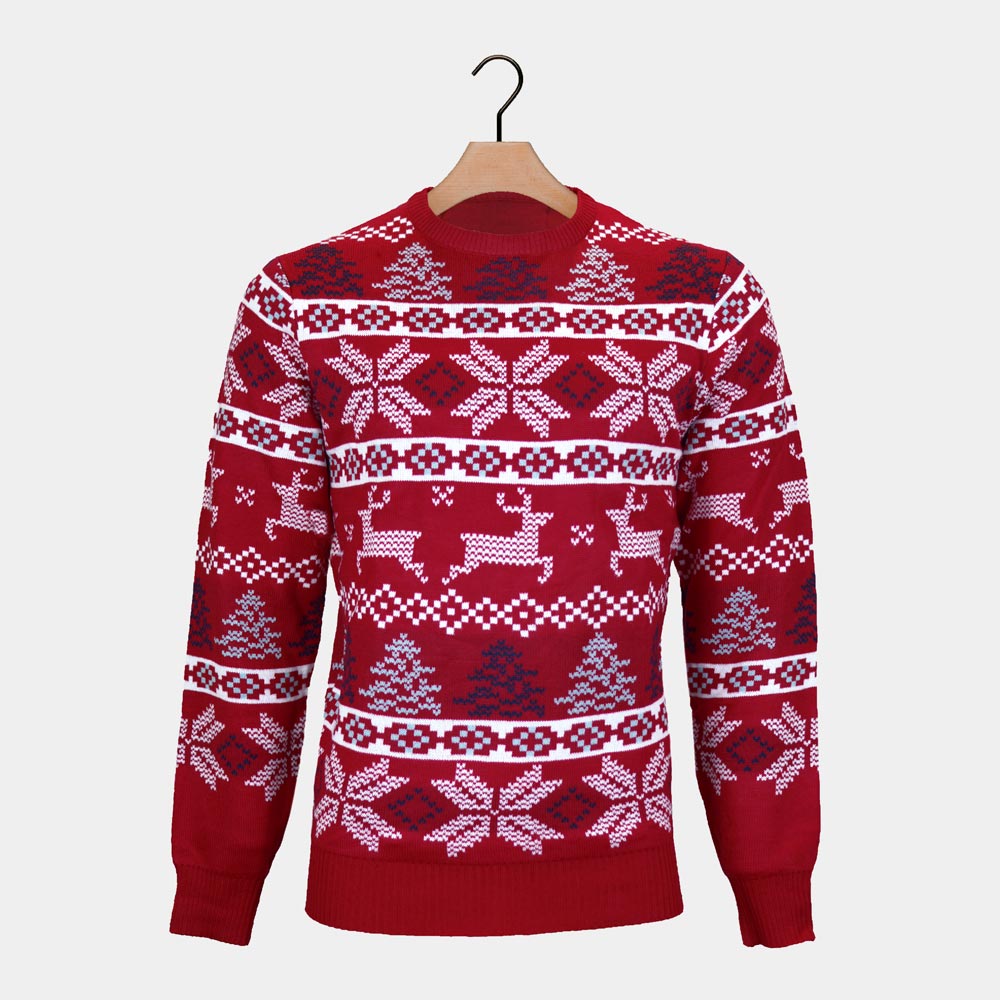Klasyczny Czerwony Sweter Świąteczny dla Dzieci z Gwiazdami Polarnymi