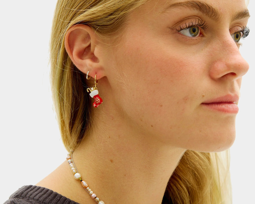 Kolczyki Świąteczne z Skarpeta Świąteczna