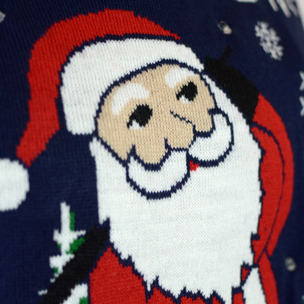 Sweter Świąteczny Męskie z Lampkami Świętym Mikołajem Golf LED