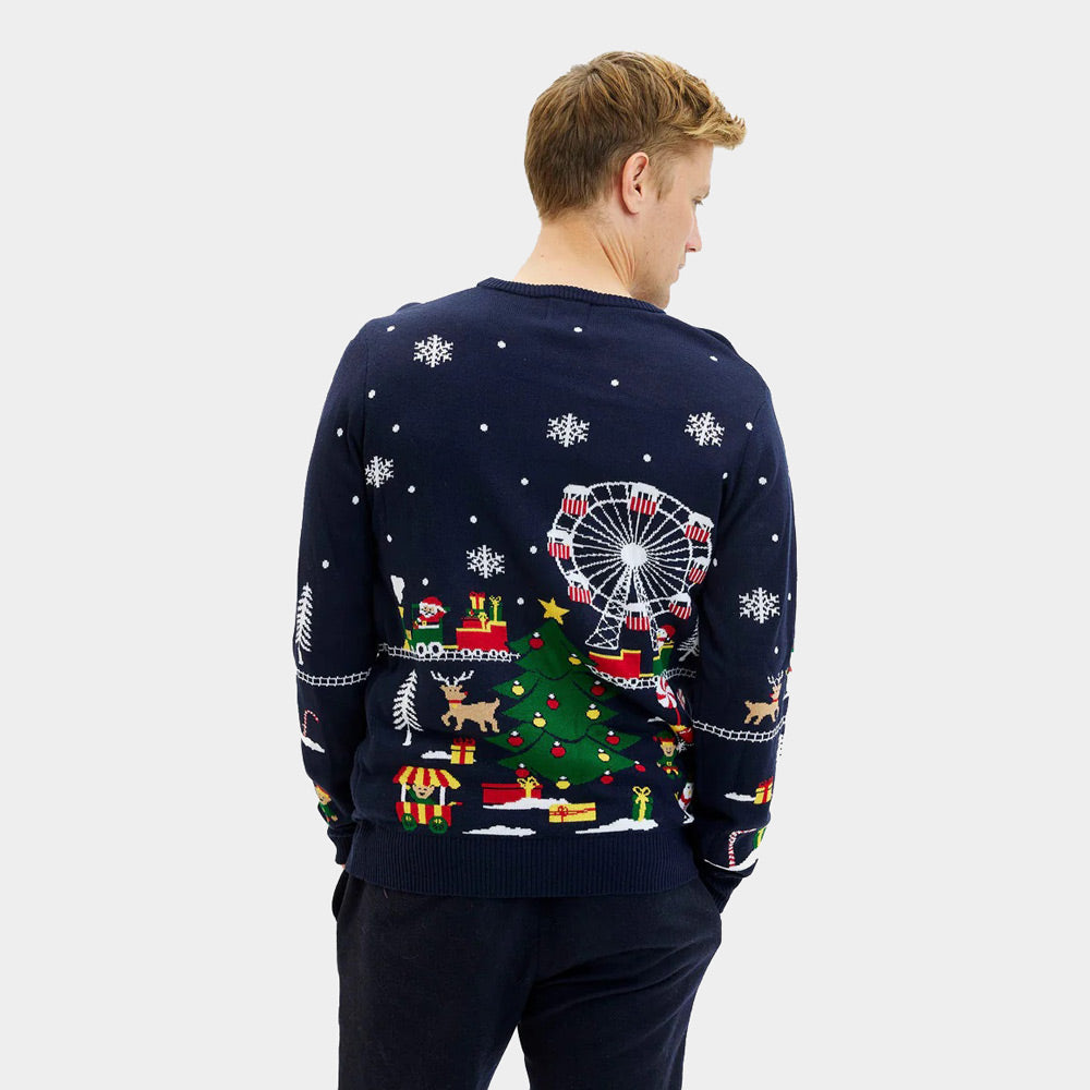 Sweter Świąteczny z Lampkami LED Jarmark Bożonarodzeniowy Męskie