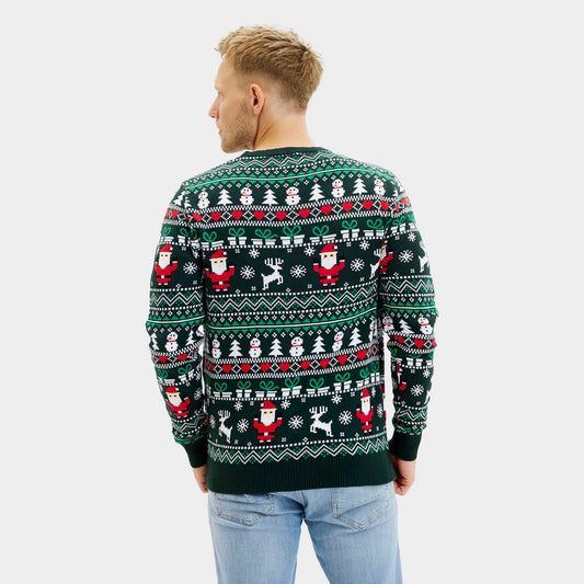 Zielony Sweter Świąteczny Bawełna Organiczna Jolly Christmas Męskie