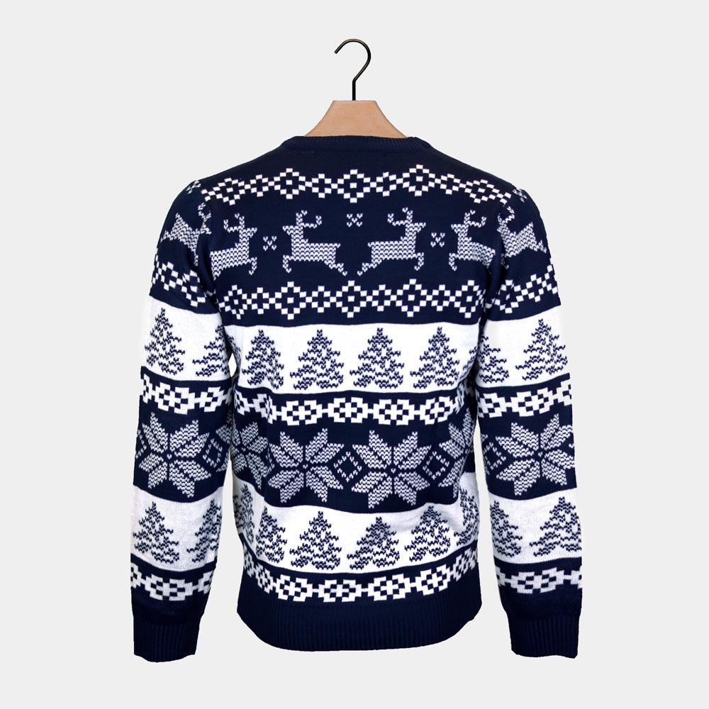 Niebieski Rodzinny Sweter Świąteczny Biegun północny z powrotem