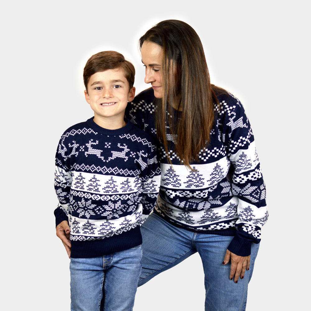 Niebieski Rodzinny Sweter Świąteczny Biegun północny