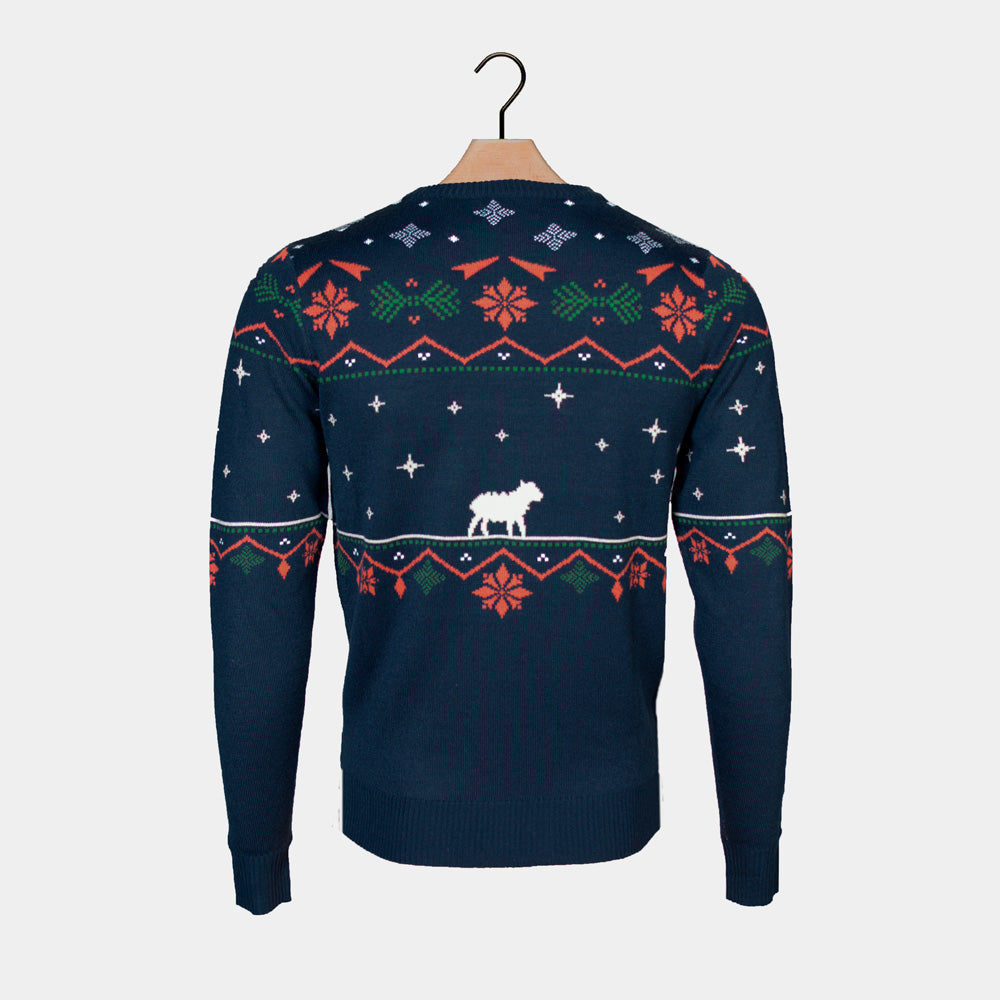 niebieski Rodzinny Sweter Świąteczny Nativity