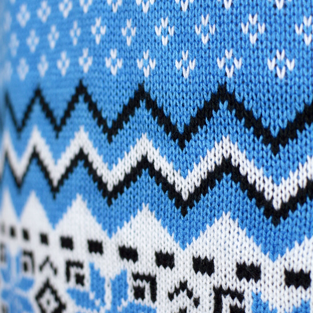 Niebieski Sweter Świąteczny Męskie Elegancki z Reniferami