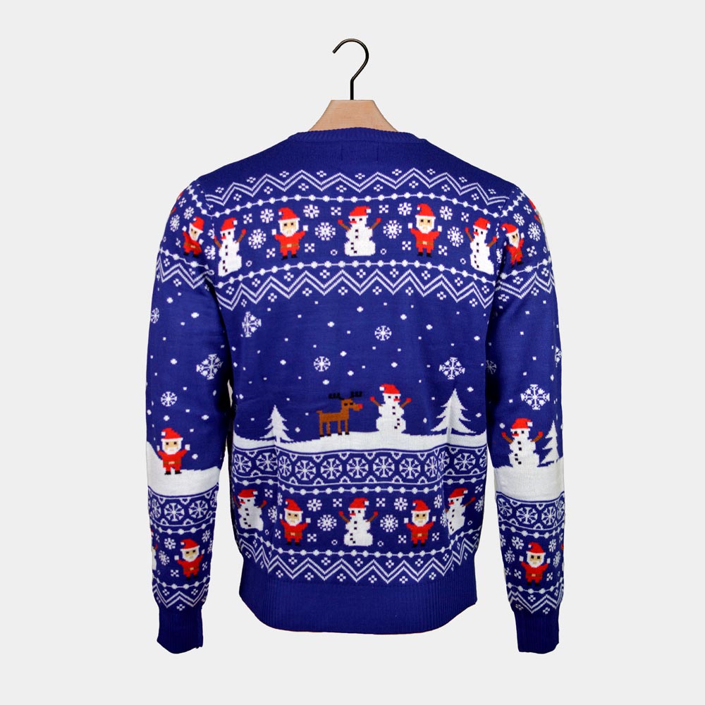 Let it Snow Niebieski Sweter Świąteczny Męskie