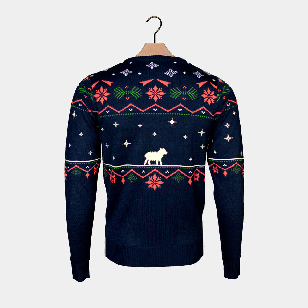 niebieski Sweter Świąteczny dla Par Nativity