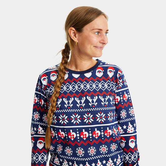 Piżama Świąteczna Damskie z Święty Mikołajem, Choinkami i Sercami