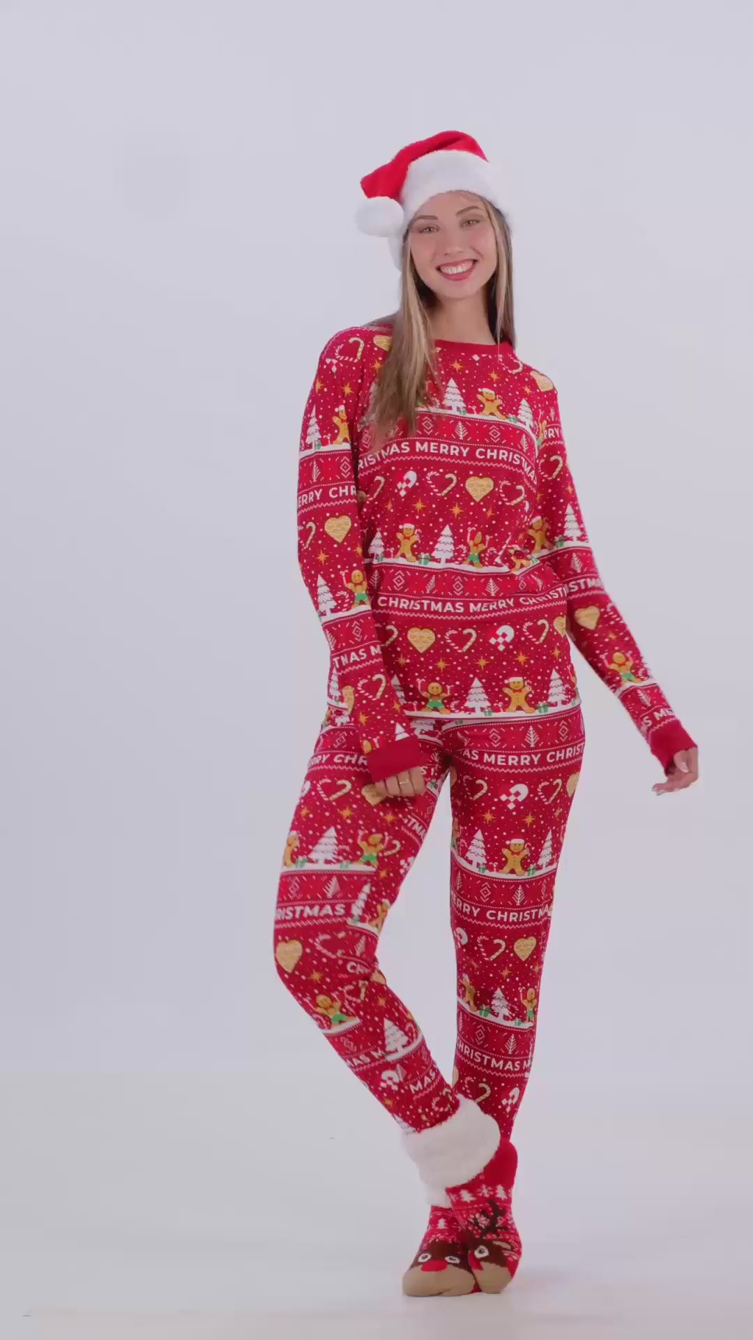 Czerwone Piżama Świąteczna Unisex z Gingercookies