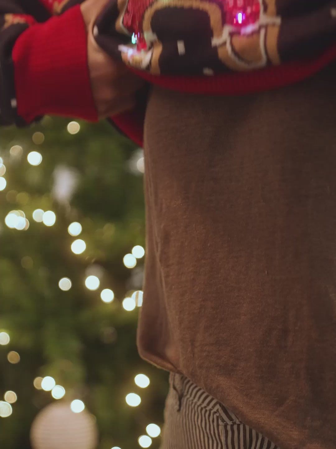 Niebieski Sweter Świąteczny Lampkami LED Ginger Cookie