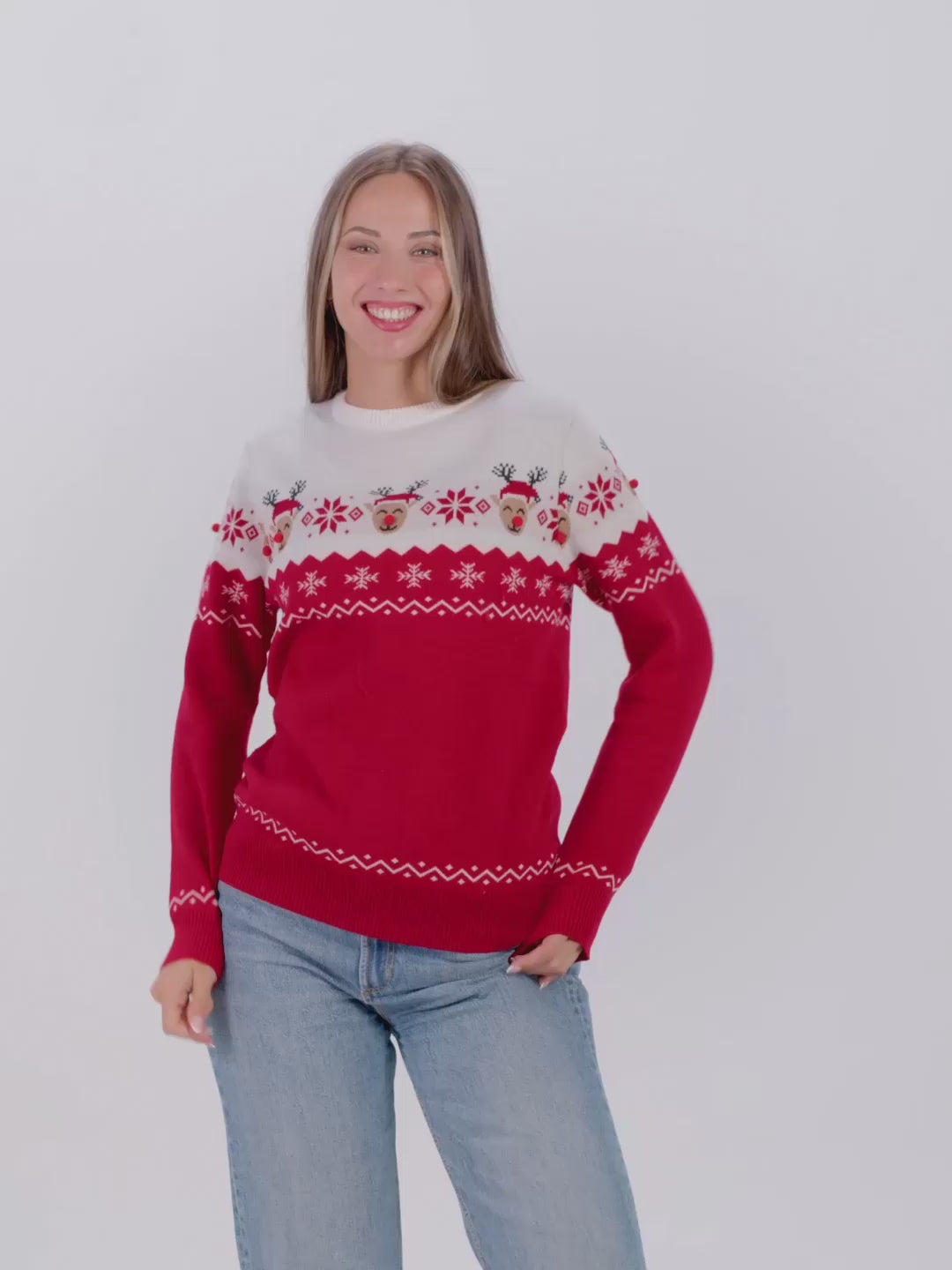 Sweter Świąteczny Damskie Męskie z Uroczy Renifer