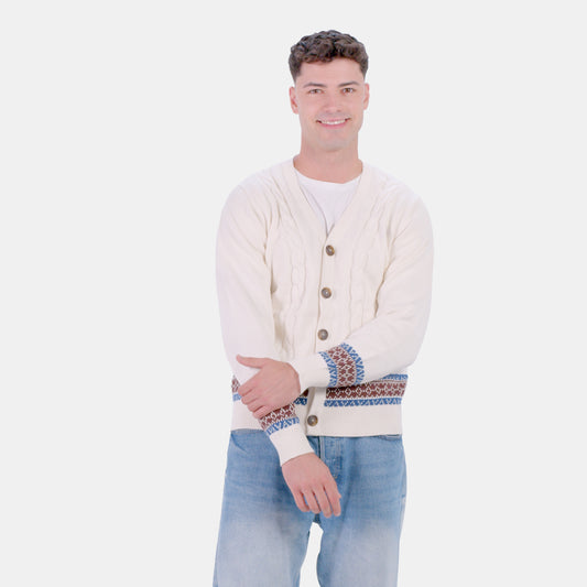 Sweter Męskie z Kardigan Bawełny Organicznej Renne