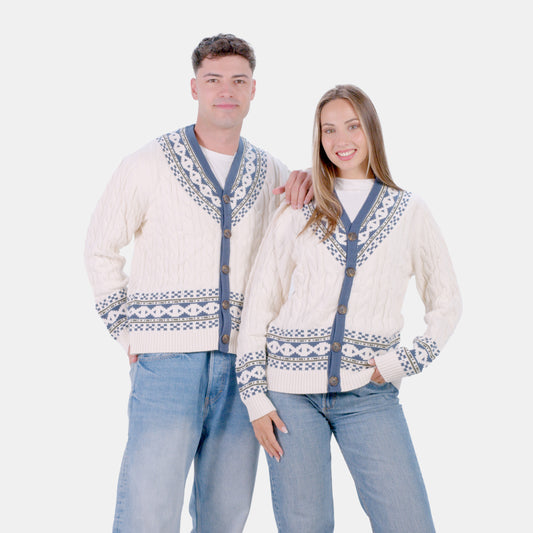 Sweter dla Par z Kardigan Bawełny Organicznej Cottage