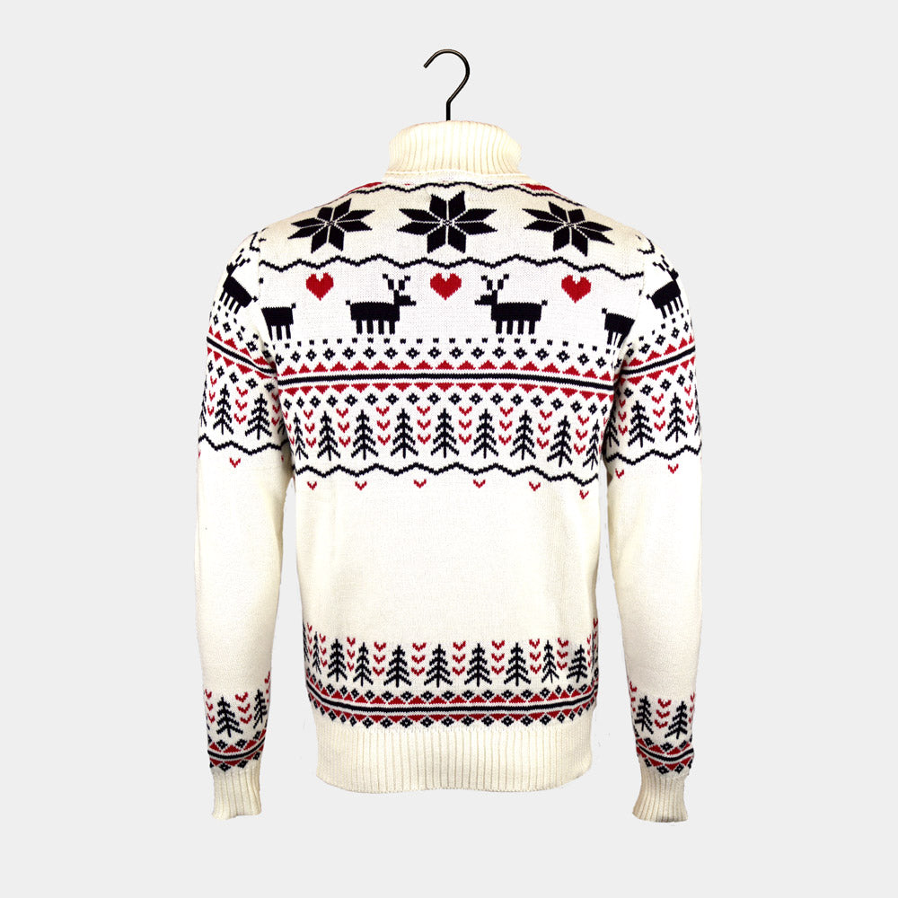 Sweter Świąteczny Męskie Beżowa golfem Bawełny Organicznej