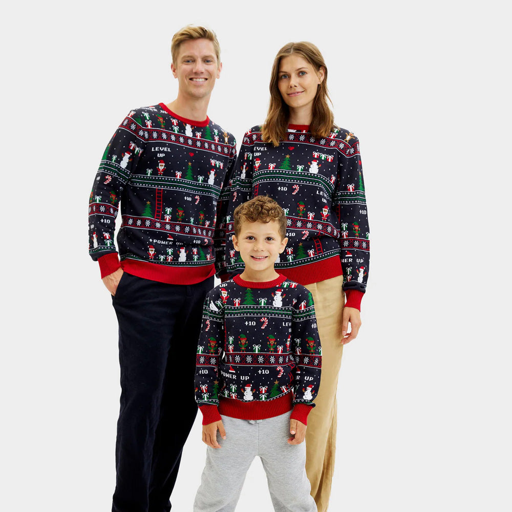 Sweter Świąteczny dla Dzieci Vintage Gaming rodzinny