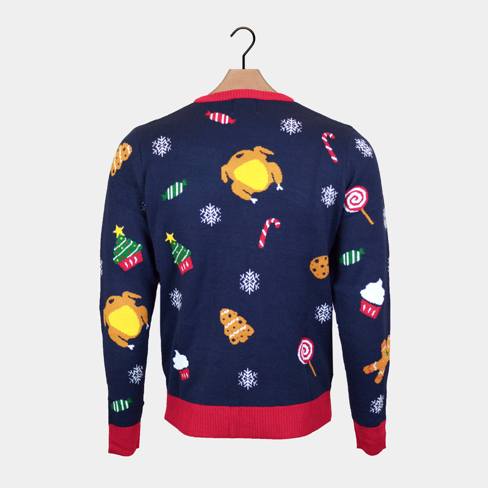 Christmas Food Sweter Świąteczny Męskie z Lampkami LED