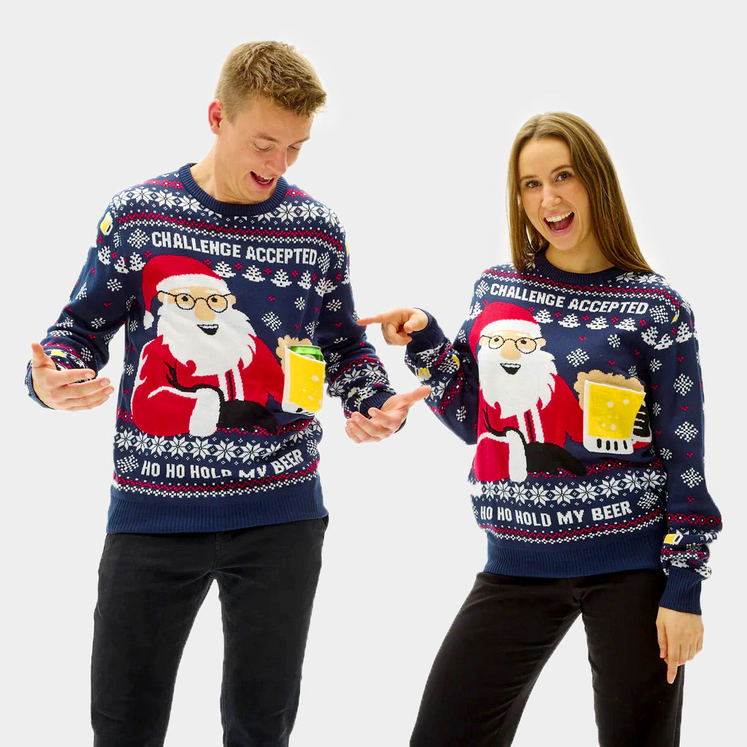 Sweter Świąteczny Męskie Beer Damskie Pocket 3D