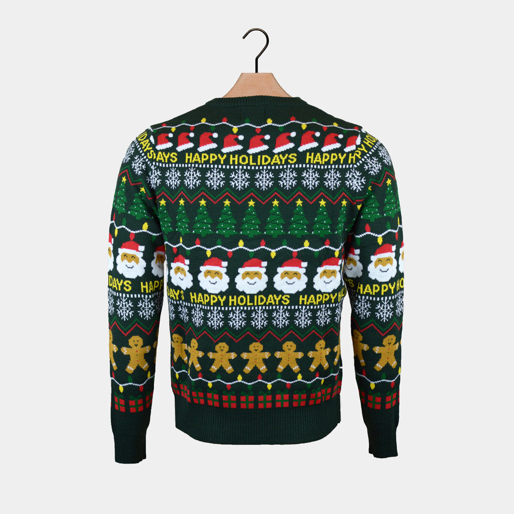 Sweter Świąteczny Męskie Happy Holidays Zielony