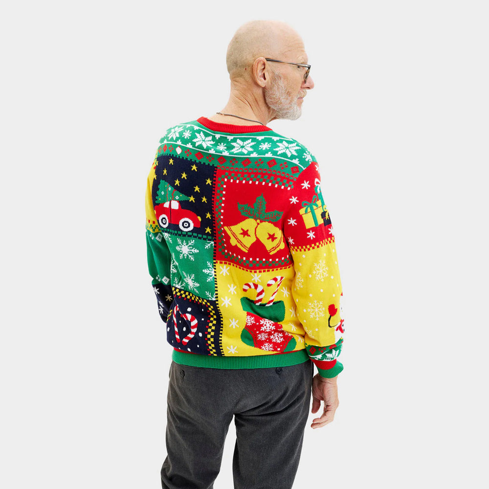 Sweter Świąteczny dla Par Bawełna Meskie Organiczna Patchwork