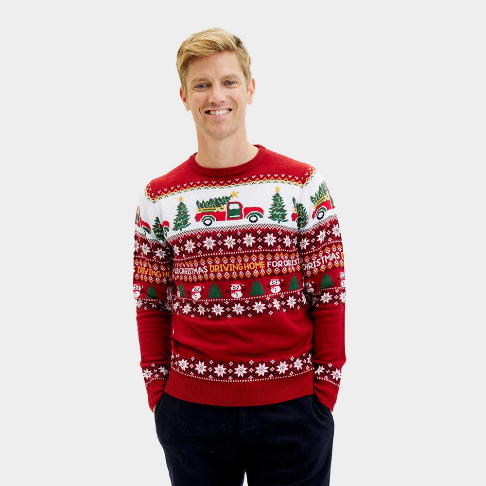 Sweter Świąteczny dla Par Driving Home Męskie