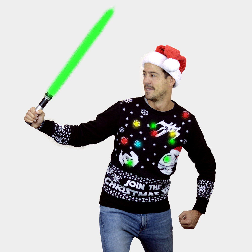 Sweter Świąteczny dla Par z Lampkami LED Join the Christmas Side meskie
