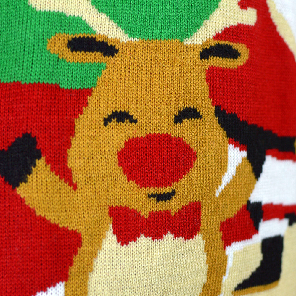 Sweter Świąteczny Par Świętym Mikołajem Reniferem Witam Czerwony