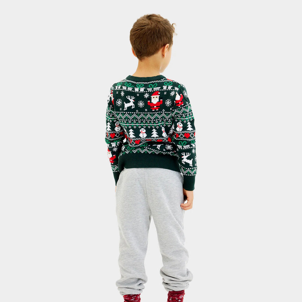 Zielony Sweter Świąteczny dla Dzieci Organiczna Jolly Christmas Bawełna