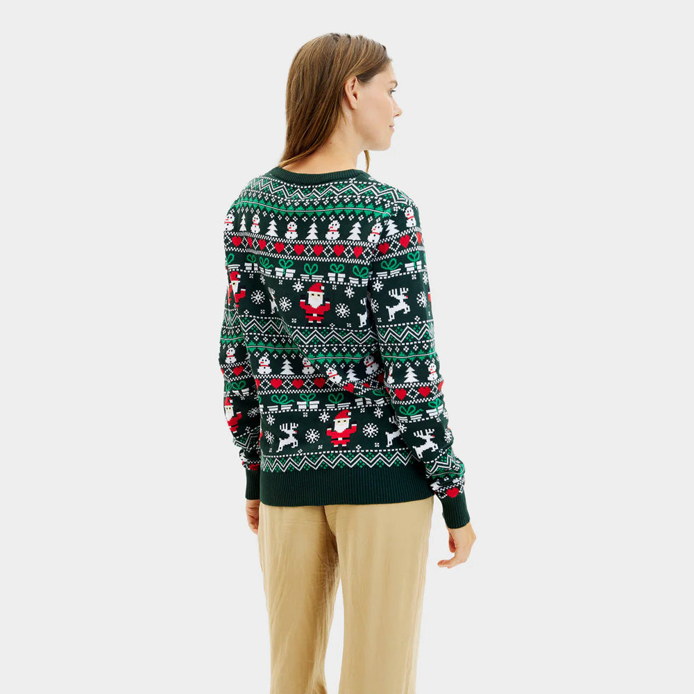 Zielony Sweter Świąteczny Bawełna Organiczna Jolly Christmas Damskie