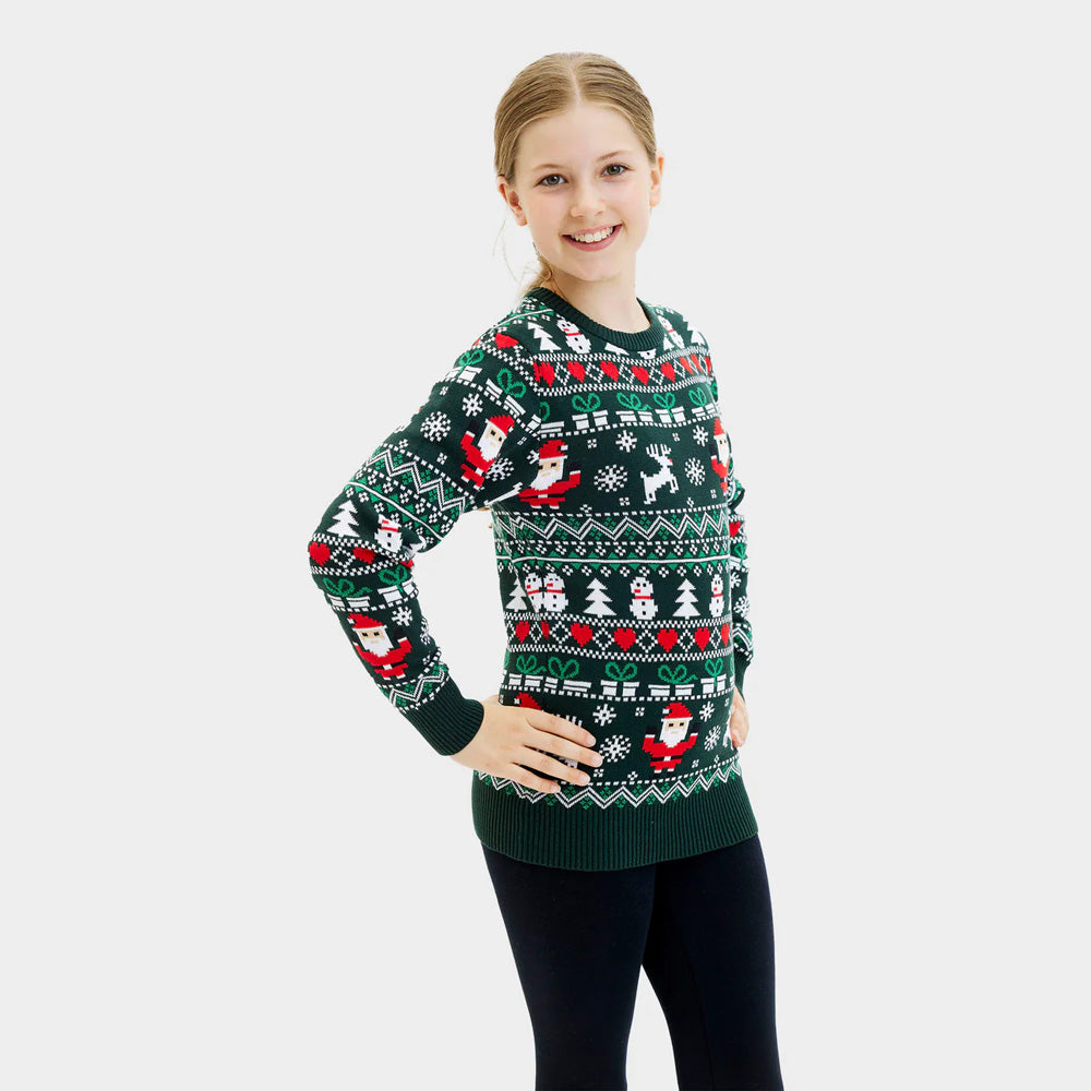 Zielony Sweter Świąteczny dla Dzieci Bawełna Jolly Christmas Organiczna