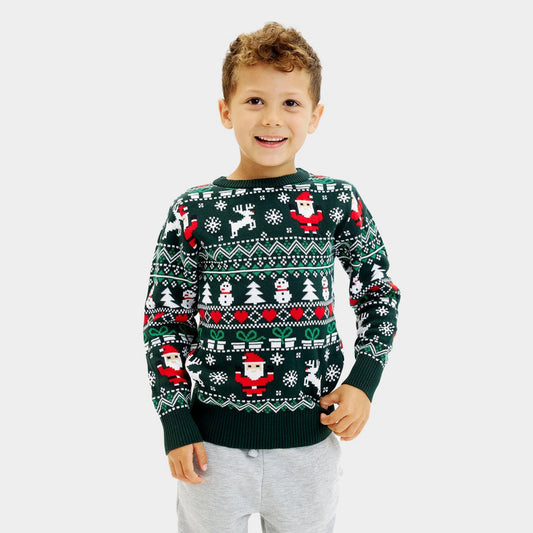 Zielony Sweter Świąteczny dla Dzieci Bawełna Organiczna Jolly Christmas