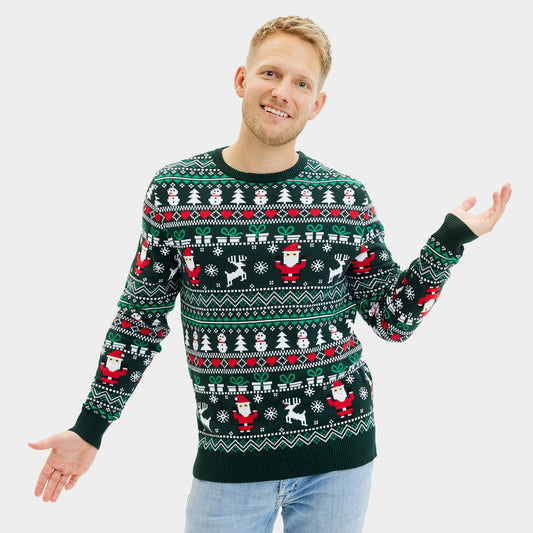 Zielony Sweter Świąteczny Męskie Bawełna Organiczna Jolly Christmas