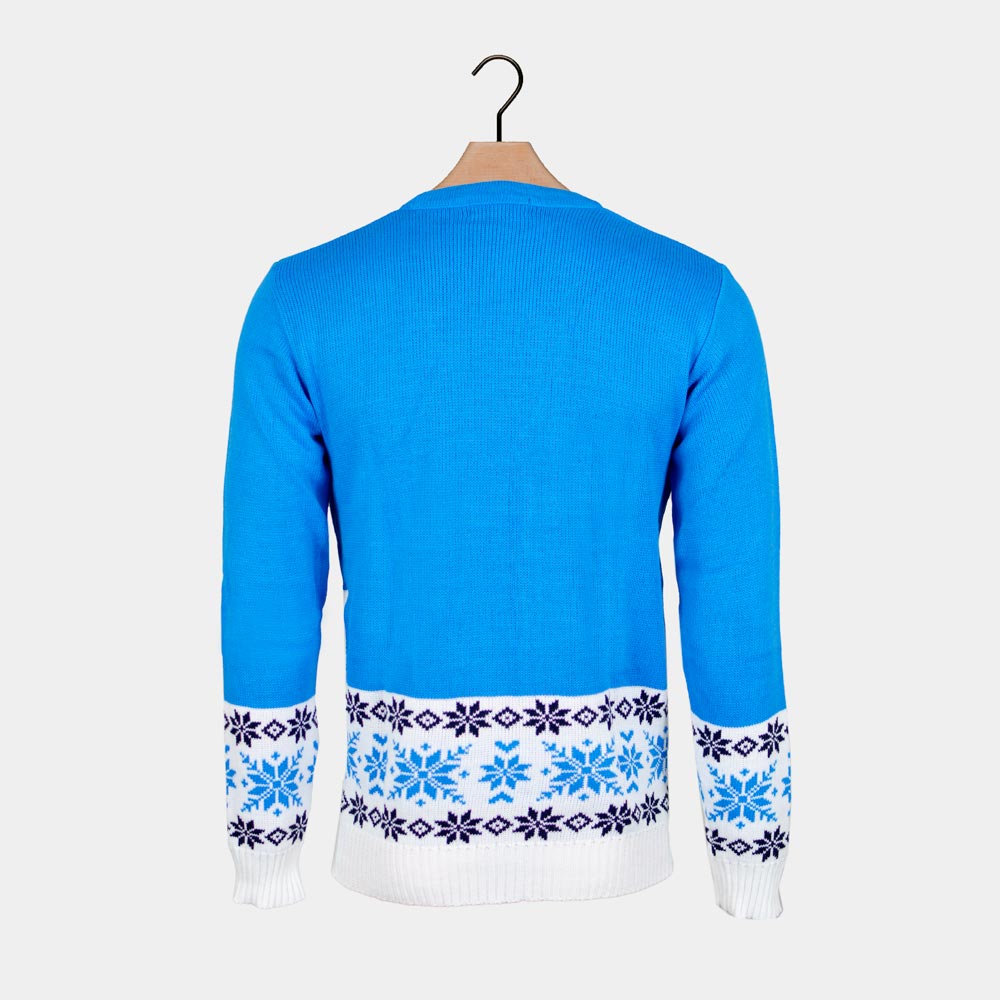 Błękit Sweter Świąteczny z Reniferem łyżwiarstwo powrotem
