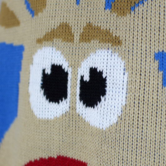 Błękit Sweter Świąteczny z Reniferem i Śnieg szsczegol