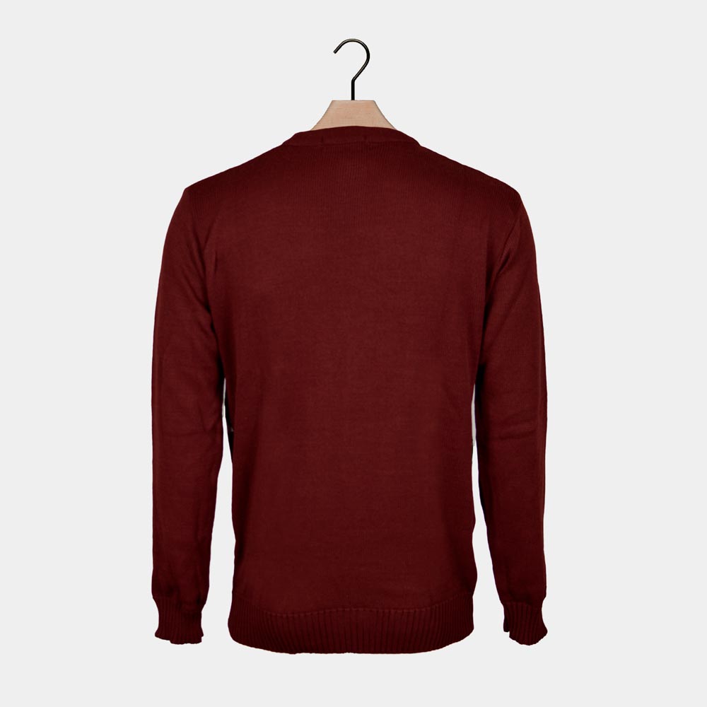 Bordowy Sweter Świąteczny z Choinką powrotem